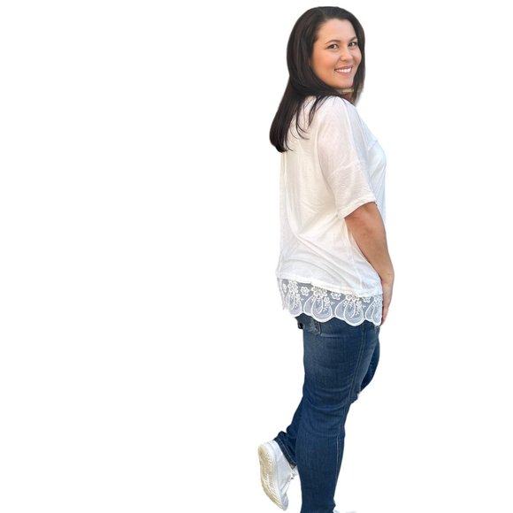 Culture Code White Crew Neck Exposed Yoke Seam Short Sleeve Boxy Top CAY1646 - Picture 4 of 6